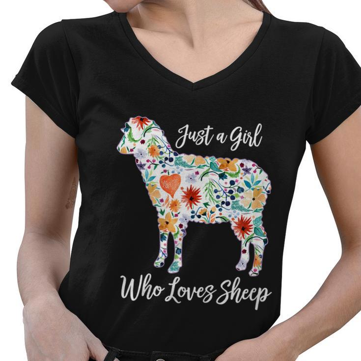 Just A Girl Who Loves Sheep Cute Funny For Women Graphic Design Printed Casual Daily Basic Women V-Neck T-Shirt