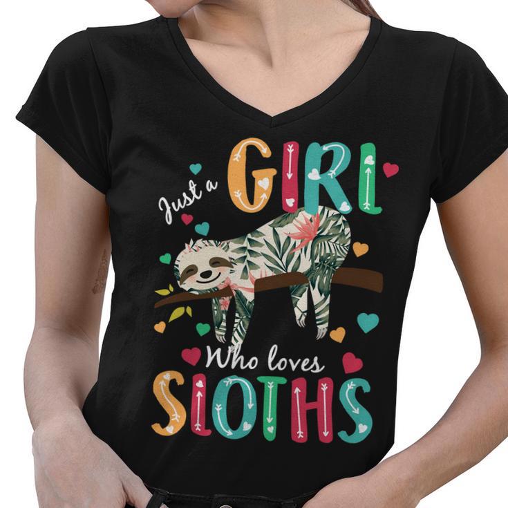 Just A Girl Who Loves Sloths Women V-Neck T-Shirt