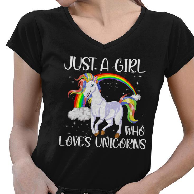 Just A Girl Who Loves Unicornsjust A Girl Who Loves Unicorns Women V-Neck T-Shirt