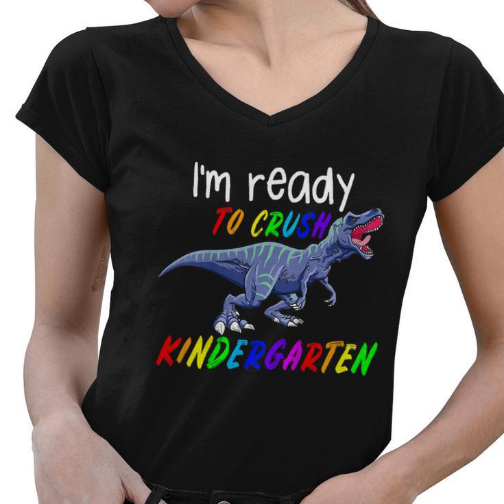 Kids 1St Day Of Kindergarten Trex Dinosaur Gift Kids Women V-Neck T-Shirt