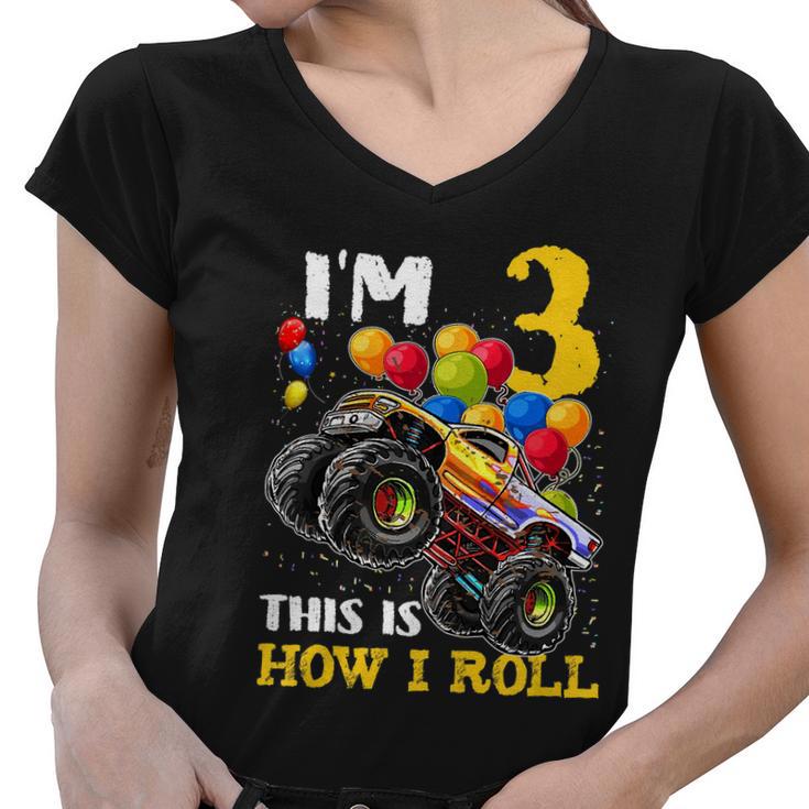 Kids 3 Year Old Shirt 3Rd Birthday Boy Monster Truck Car T Shirt Women V-Neck T-Shirt