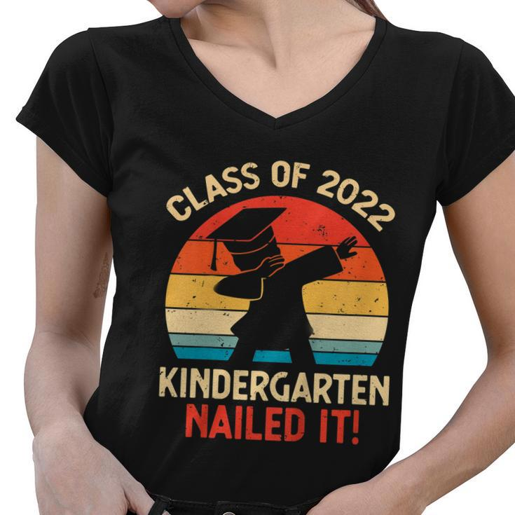 Kids Kindergarten Graduation Dabbing Boy Class Of 2022 Nailed It Women V-Neck T-Shirt