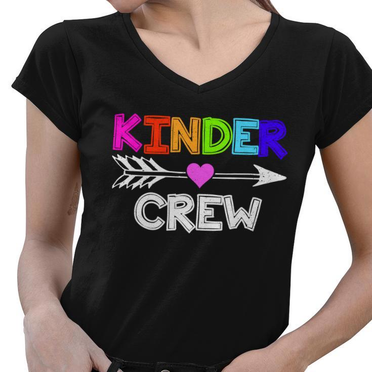 Kinder Crew Kindergarten Teacher Tshirt Women V-Neck T-Shirt
