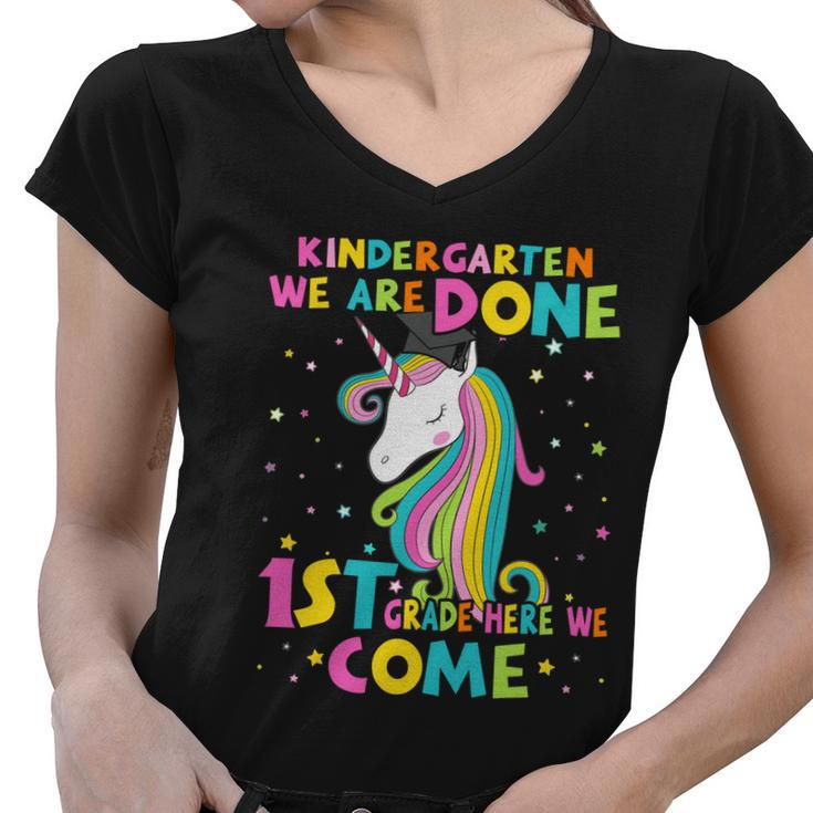 Kindergarten Graduation Magical Unicorn Gift Women V-Neck T-Shirt