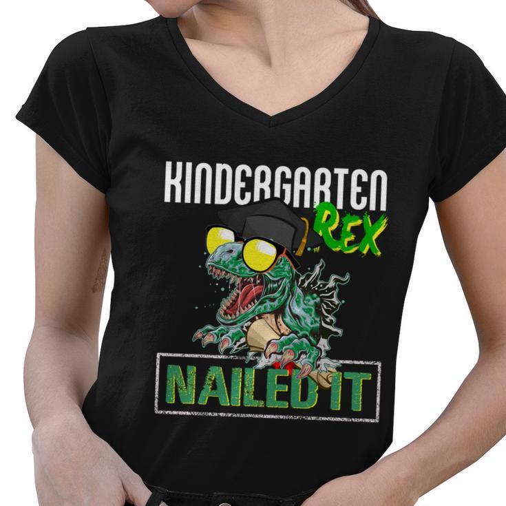 Kindergarten Rex Nailed It Tfunny Giftrex Dinosaur Graduation 2022 Great Gift Women V-Neck T-Shirt
