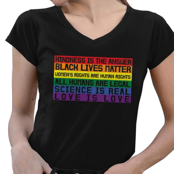 Kindness Is The Answer Lgbt Gay Pride Lesbian Bisexual Ally Quote Women V-Neck T-Shirt