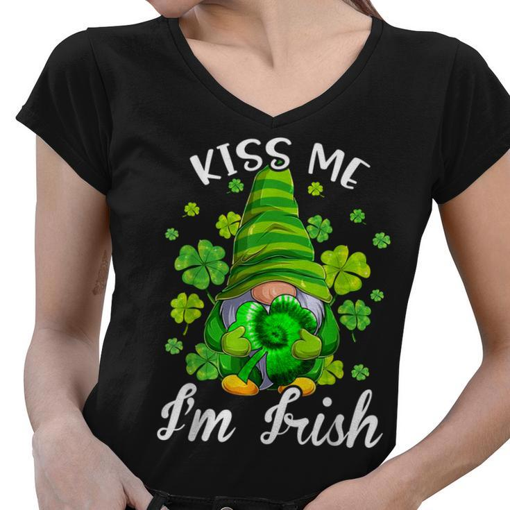Kiss Me Im Irish Tie Dye Gnome St Patricks Day  Women V-Neck T-Shirt