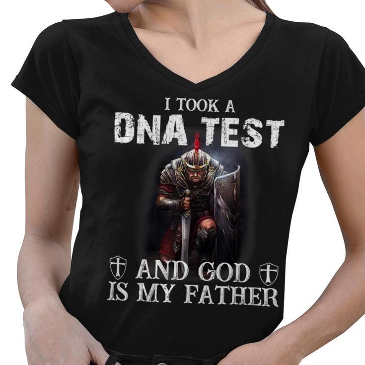 Knight Templar T Shirt - I Took A Dna Test And God Is My Father - Knight Templar Store Women V-Neck T-Shirt