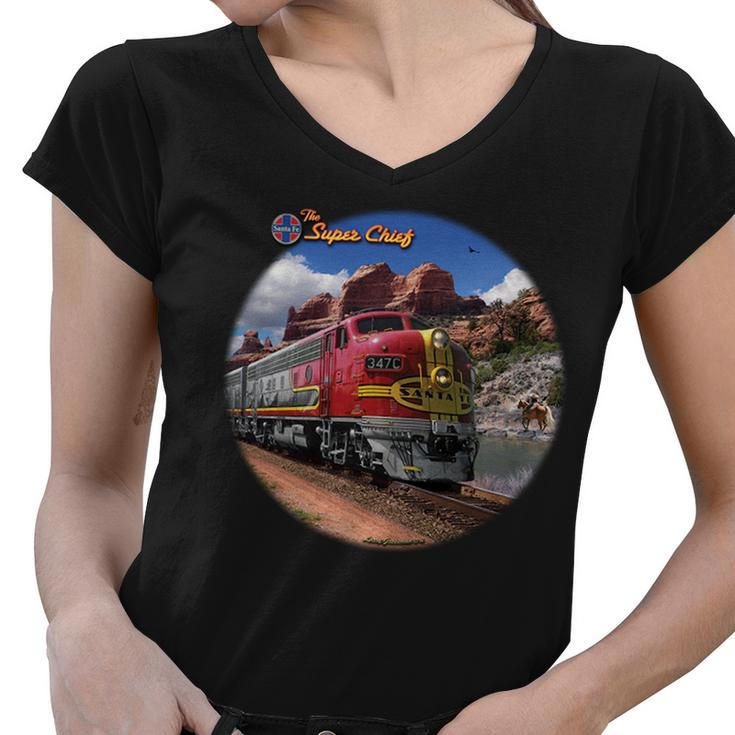 Larry Grossman - Super Chief Train Women V-Neck T-Shirt