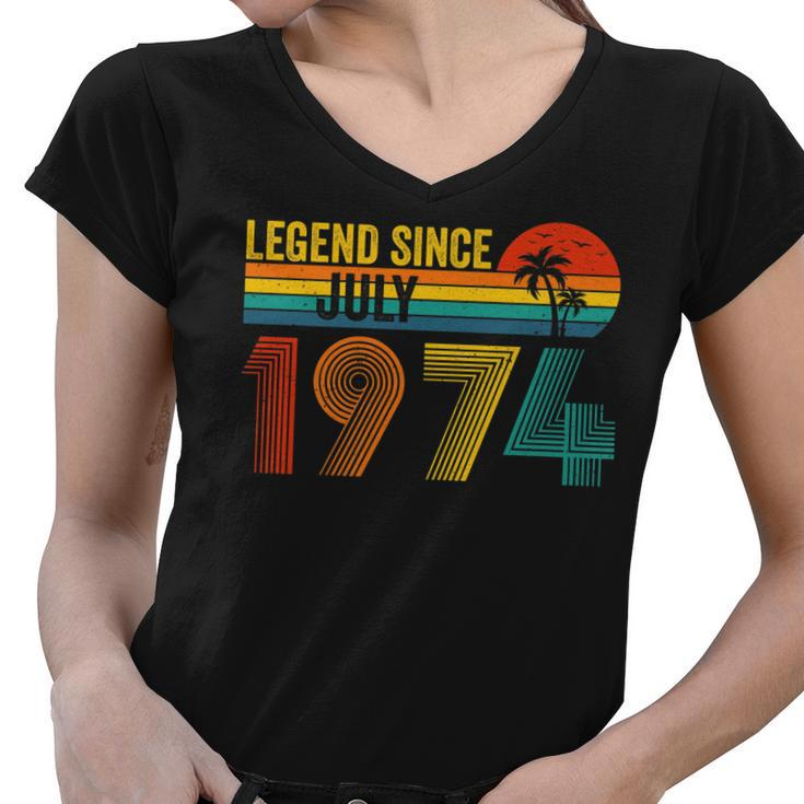 Legend Since July 1974 48Th Gifts Birthday 48 Years Old   Women V-Neck T-Shirt