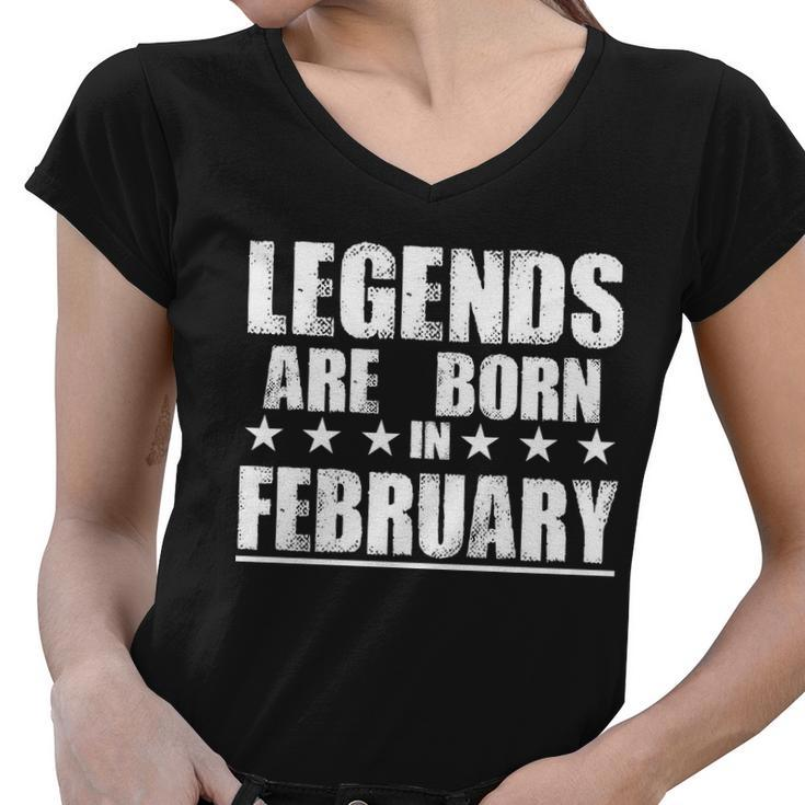 Legends Are Born In February Birthday T-Shirt Graphic Design Printed Casual Daily Basic Women V-Neck T-Shirt