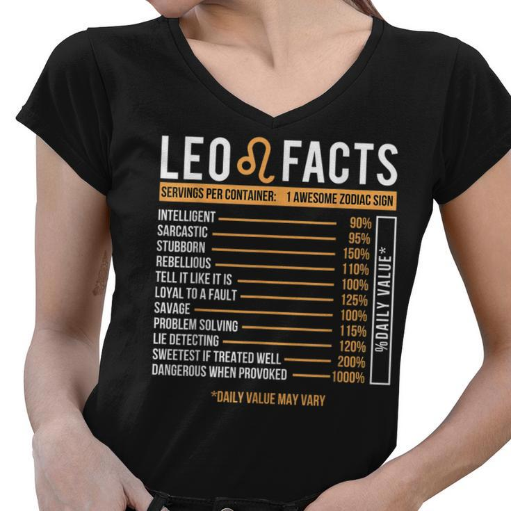 Leo Facts Zodiac Sign Astrology Birthday Horoscope Women V-Neck T-Shirt