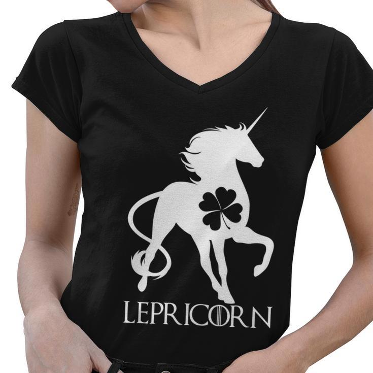 Lepricorn Leprechaun Unicorn St Patricks Day Tshirt Women V-Neck T-Shirt