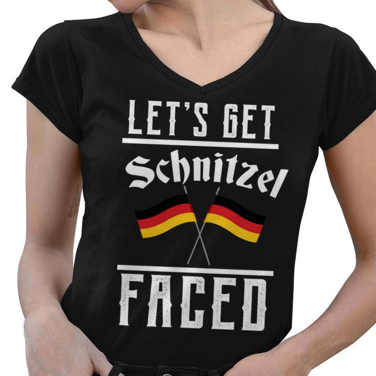 Lets Get Schnitzel Faced Tshirt Women V-Neck T-Shirt