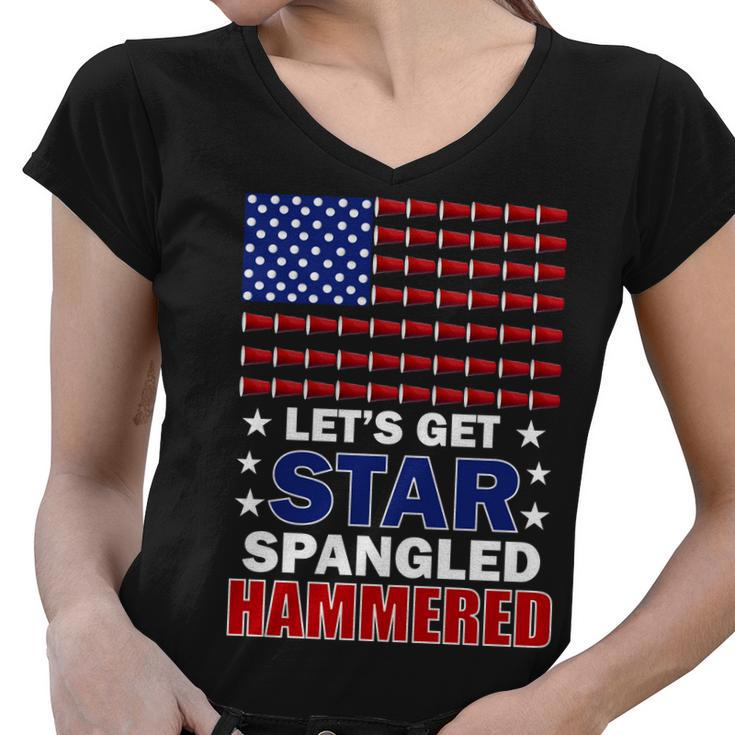 Lets Get Star Spangled Hammered Tshirt Women V-Neck T-Shirt