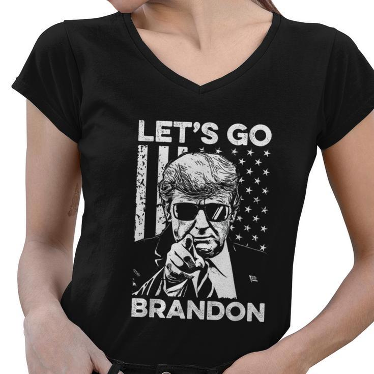 Lets Go Brandon Conservative Anti Liberal Us Flag Women V-Neck T-Shirt