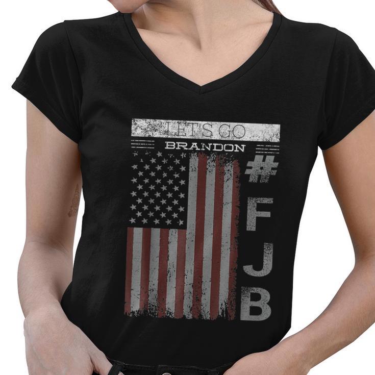 Lets Go Brandon Fjb Funny Meme Us Flag Tshirt Women V-Neck T-Shirt