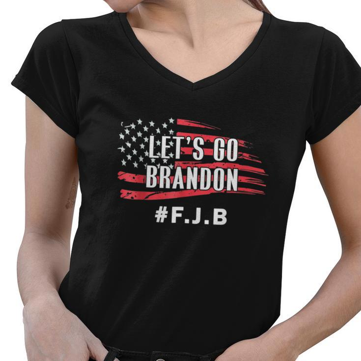 Lets Go Brandon Lets Go Brandon Usa Flag Women V-Neck T-Shirt