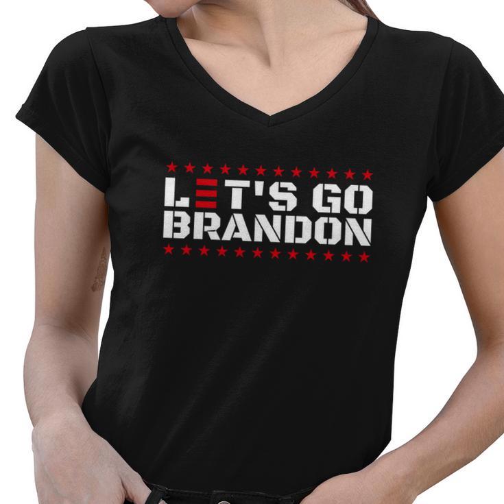 Lets Go Brandon Trump  V2 Women V-Neck T-Shirt