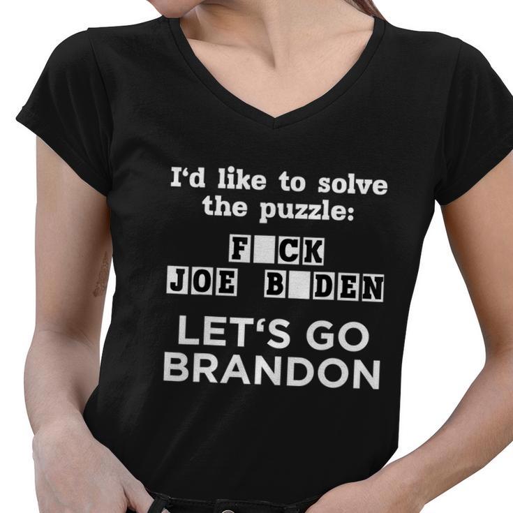 Lets Go Brandon Us Solve The Puzzle Women V-Neck T-Shirt