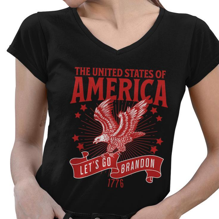 Let’S Go Brandon Usa America Trump 2024 Desantis  Women V-Neck T-Shirt