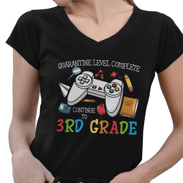 Level Complete 3Rd Grade Back To School First Day Of School Women V-Neck T-Shirt