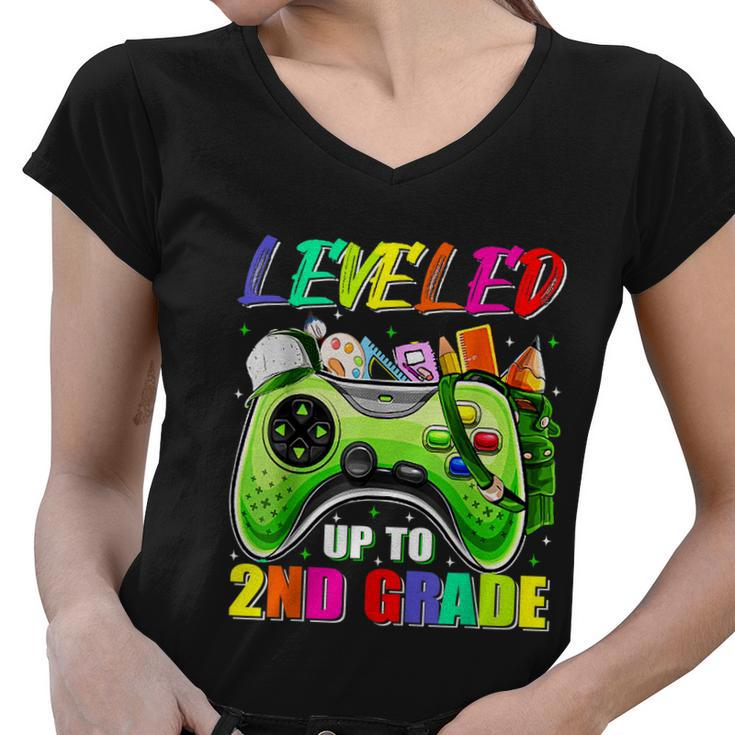 Leveled Up To 2Nd Grade Gamer Back To School First Day Boys Women V-Neck T-Shirt