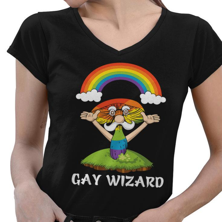 Lgbt Rainbow Wizard Pride Month Women V-Neck T-Shirt