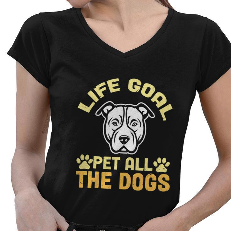 Life Goal Pet All The Dogs Nft Puppy Face Women V-Neck T-Shirt