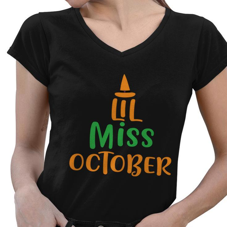 Lil Miss October Halloween Quote V2 Women V-Neck T-Shirt