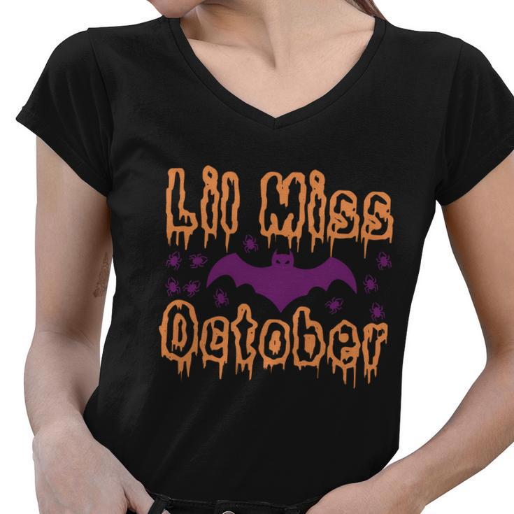 Lil Miss October Halloween Quote Women V-Neck T-Shirt