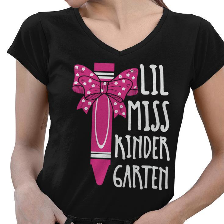 Little Miss Prek Back To School Graphic Plus Size Shirt For Girl Teacher Women V-Neck T-Shirt