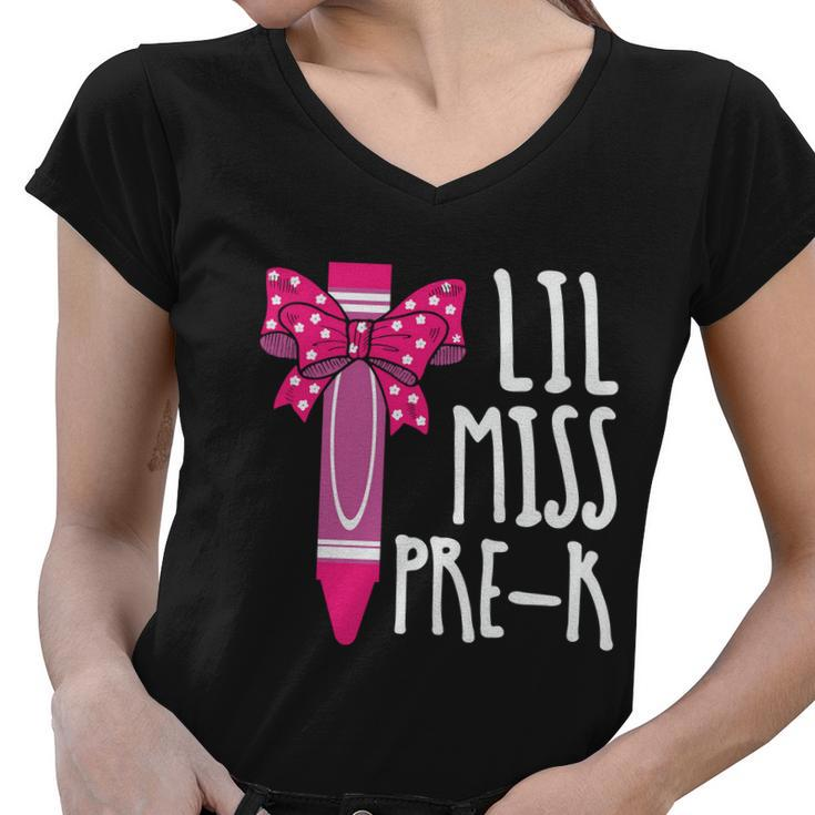 Little Miss Prek Cray On Back To School First Day Of School Women V-Neck T-Shirt