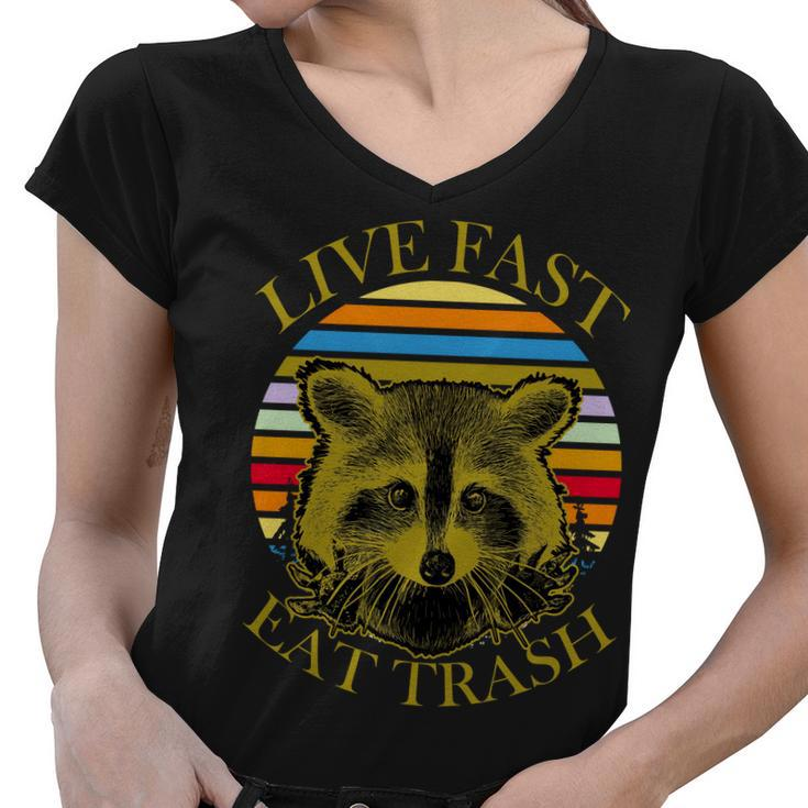 Live Fast Eat Trash V2 Women V-Neck T-Shirt