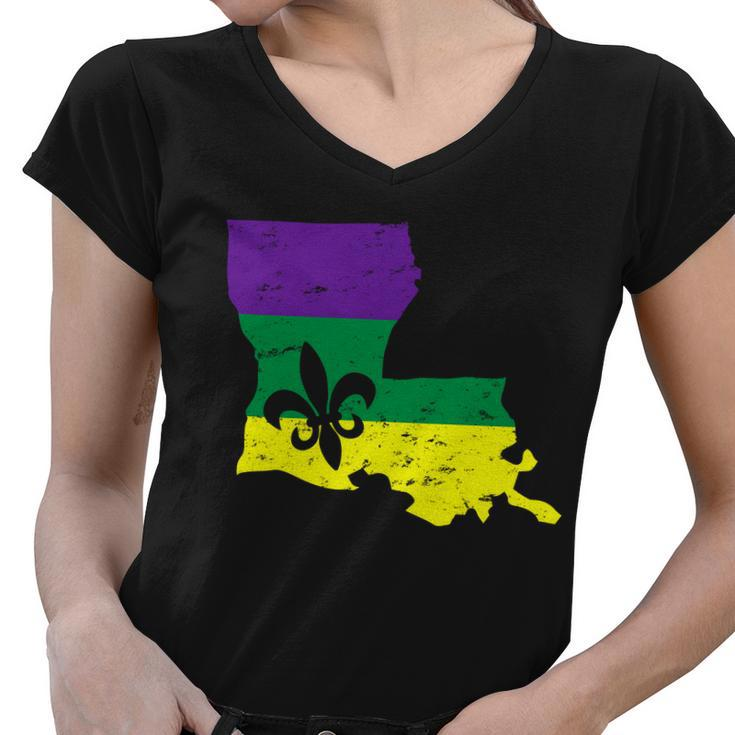 Louisiana Mardi Gras Tshirt Women V-Neck T-Shirt