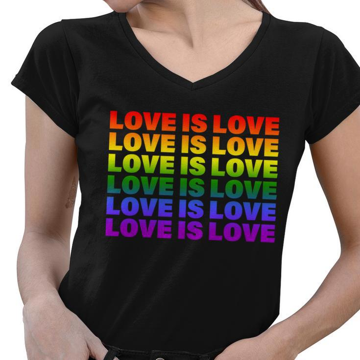 Love Is Love Lgbtq Rainbow Women V-Neck T-Shirt