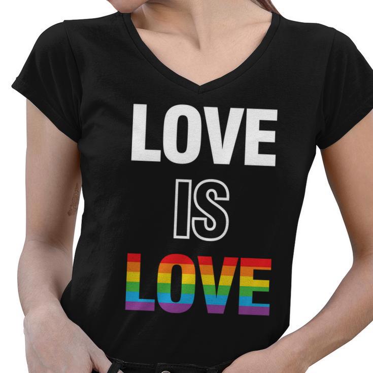 Love Is Love Pride Month Lgbt Women V-Neck T-Shirt