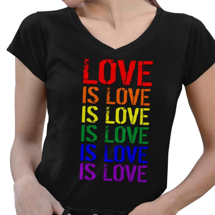 Love Is Love Rainbow Colors Women V-Neck T-Shirt