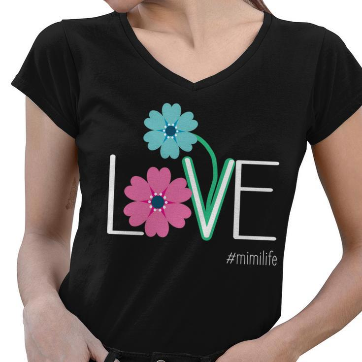 Love Mimi Flower Mimilife Women V-Neck T-Shirt