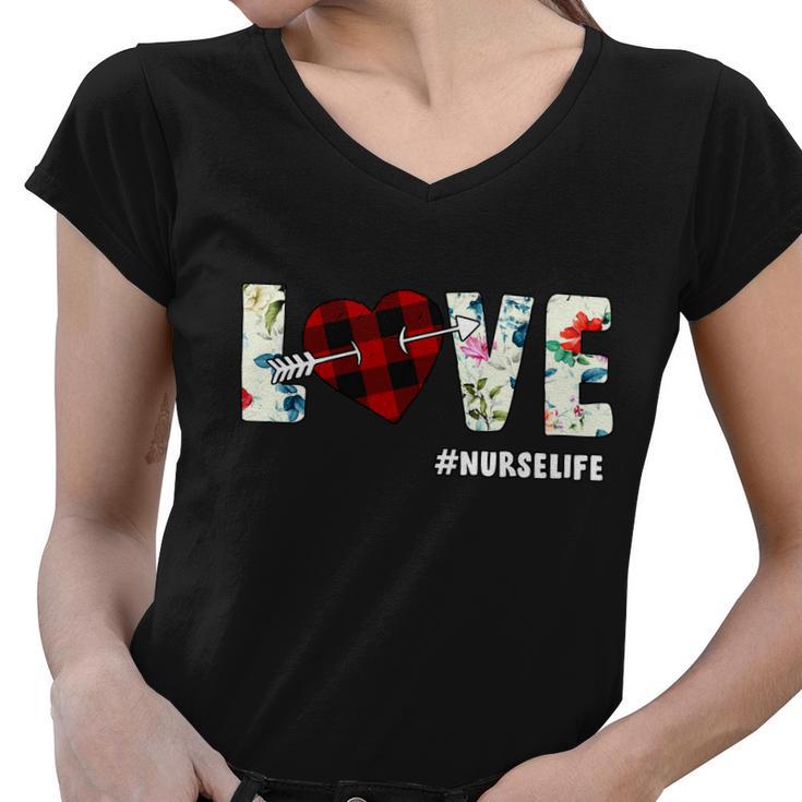 Love Nurselife Arrow Heart Tshirt Women V-Neck T-Shirt