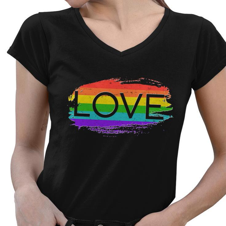 Love Rainbow Paint Gay Pride Tshirt Women V-Neck T-Shirt
