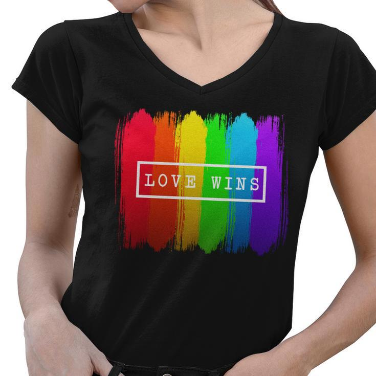 Love Wins Flag Women V-Neck T-Shirt