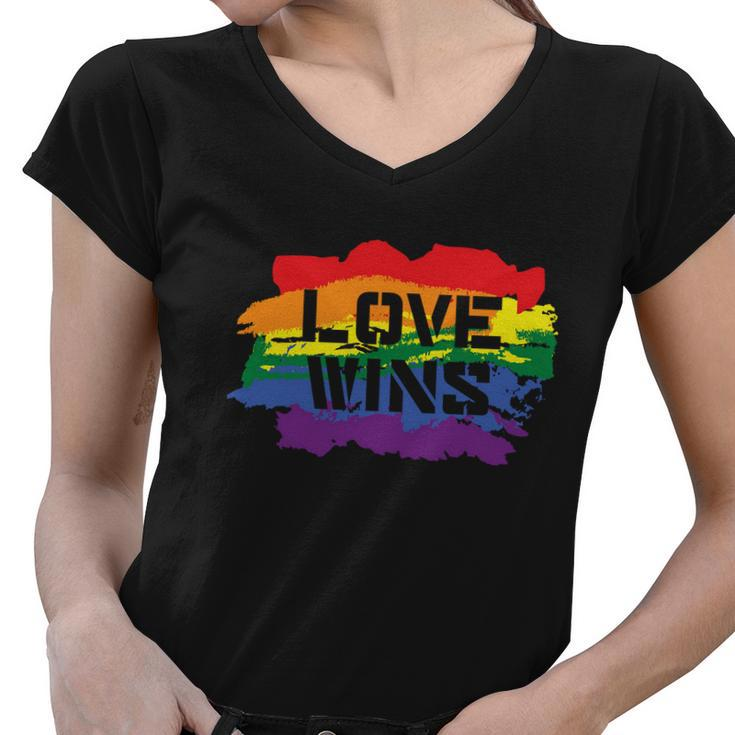 Love Wins Lgbt Gay Pride Lesbian Bisexual Ally Quote V4 Women V-Neck T-Shirt