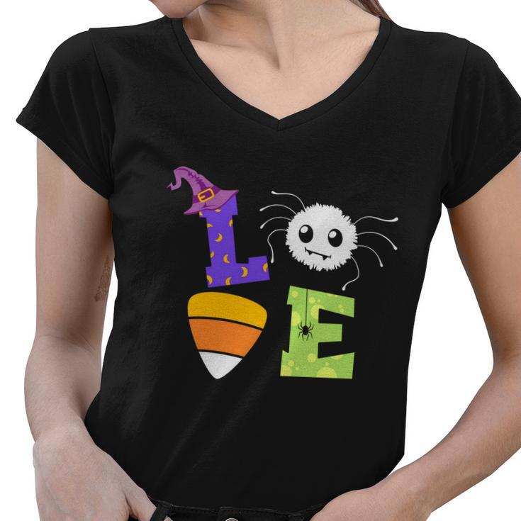 Love Witch Hat Halloween Quote Women V-Neck T-Shirt
