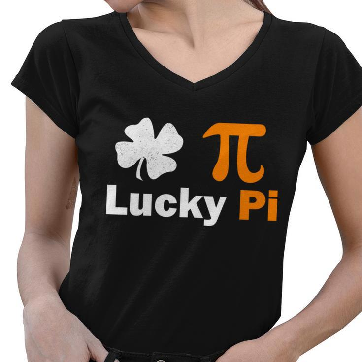 Lucky Pi St Patricks Day Clover T-Shirt Graphic Design Printed Casual Daily Basic Women V-Neck T-Shirt