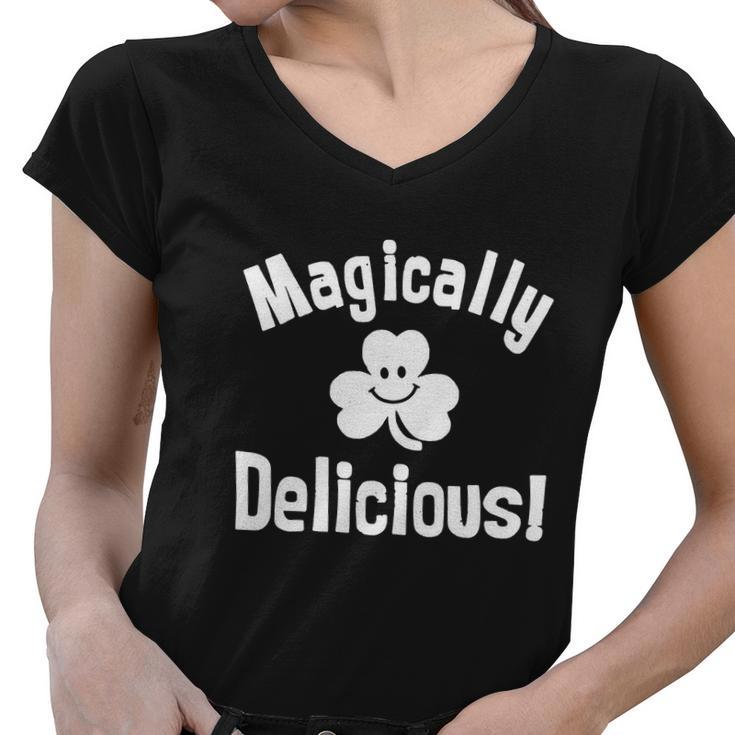 Magically Delicious T Shirt Funny Irish Saying T Shirt Lucky Charms 80S Cereal Tee Women V-Neck T-Shirt