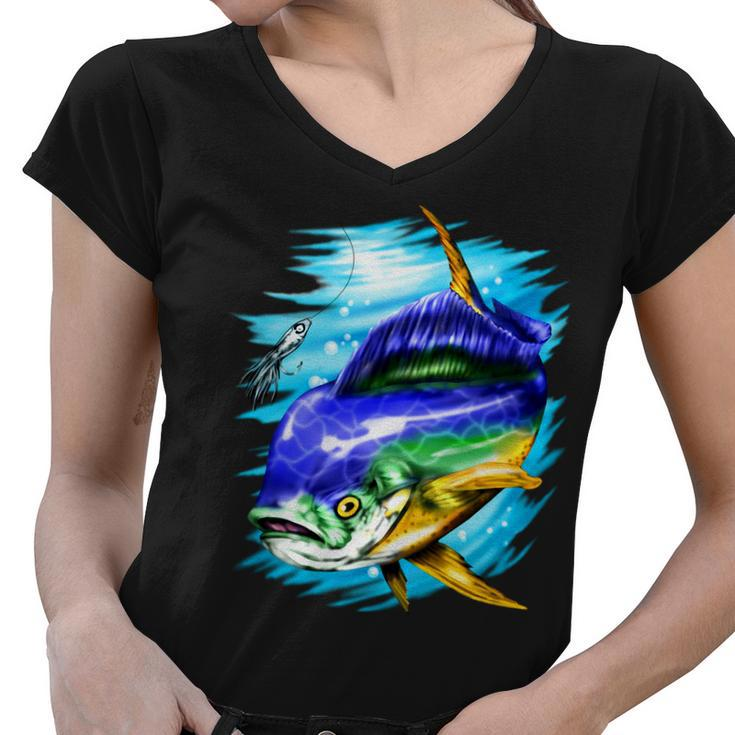 Mahi Mahi Fish Women V-Neck T-Shirt