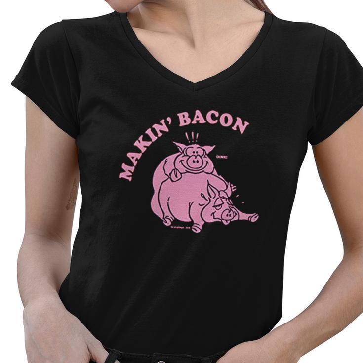 Makin Making Bacon Pig V2 Women V-Neck T-Shirt