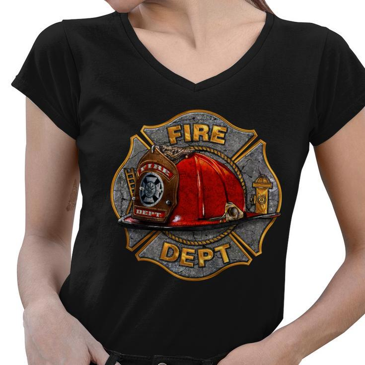 Maltese Fire Dept Helmet Tshirt Women V-Neck T-Shirt