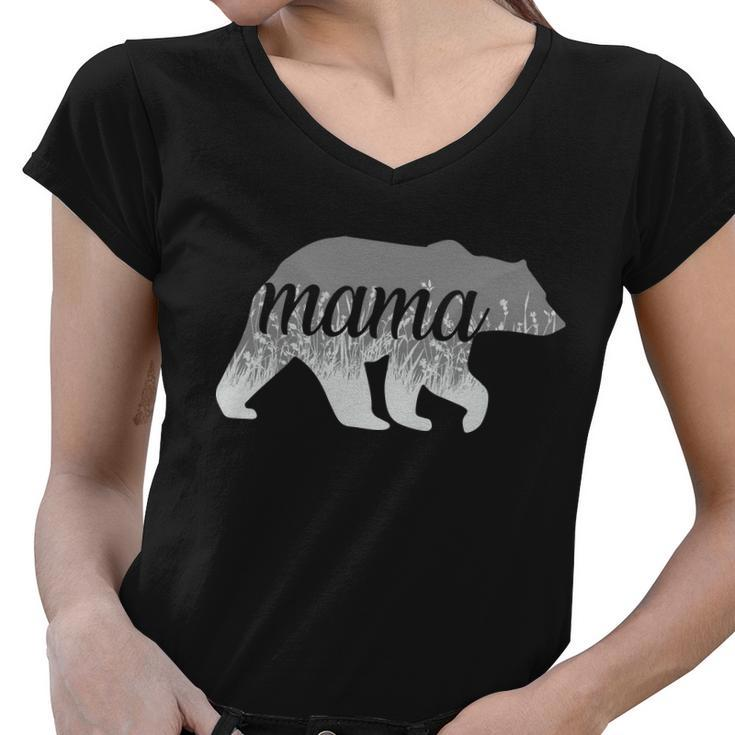 Mama Bear Floral Logo Tshirt Women V-Neck T-Shirt